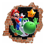 Vinilo Efecto 3d Pared Rota Mario Bros - 80cmx80cm