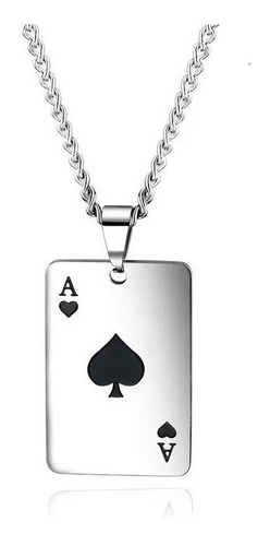 Collar Poker Carta Hombre Elegante De Moda Acero Inoxidable