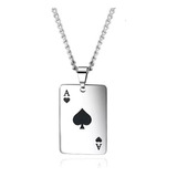 Collar Poker Carta Hombre Elegante De Moda Acero Inoxidable