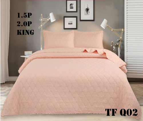 Cubrecama Quilt De Verano Con Pompones 1/5 Plaza