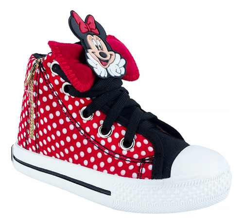 Tenis Minie Mouse Bota Lona Niña Casual Cómodos 1001-rlm