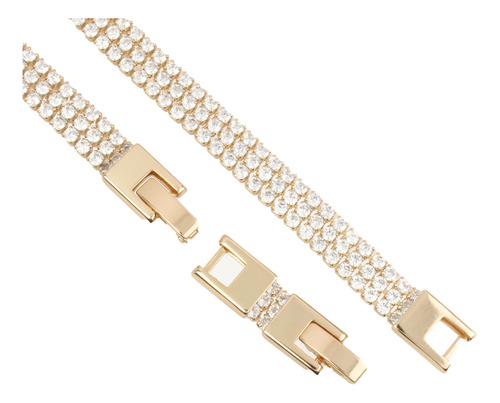 Esclava Pulsera De Mujer Diamantada En Oro Lamin 18k Con Swarovski 17cm A 19cm Elegancia!