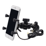 Soporte Porta Celular Manillar Espejo Moto Toma Cargador Usb