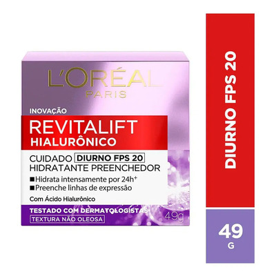 Creme Facial Revitalift Hialurônico Diurno Fps20 Loréal 49g | Frete grátis