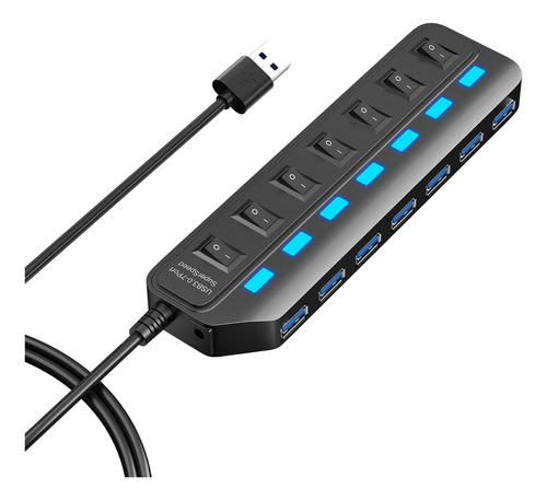 Hub Usb 3.0, Divisor De Concentrador Usb De 7 Puertos