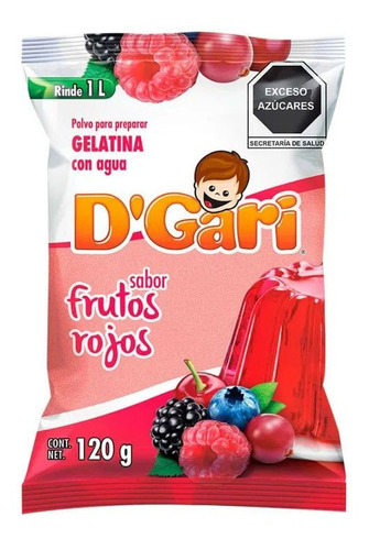 Gelatina De Agua D'gari Sabor Frutos Rojos 120g