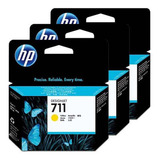 Pack X3 Cartucho De Tinta P/ Impresora Hp 711 29ml Amarillo