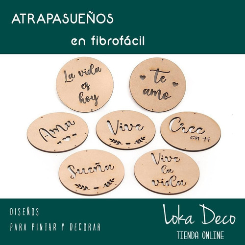 Atrapasueños Con Frases Palabras Fibro Fácil 10cm X10 Oferta