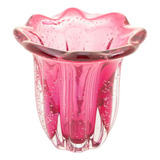 Vaso Wolff Italy De Vidro Rosa 14,5cm X 13cm