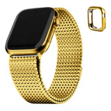 Malla Y Funda Para Apple Watch 42/44/45mm S-9-8-7-6 Dorado