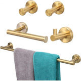 Juego De 5 Accesorios Para Baño De Acero Inox. Dorado