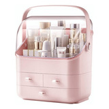 Organizador De Maquillaje, Caja De Almacenamiento Portátil Color Rosado