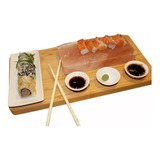 Set Sushi Bamboo Premium 6 Pzs Tabla Bowls + Bloque Sal