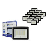 Reflector Led Luminaria 100w 9000lm Potente Exterior 15 Pzas