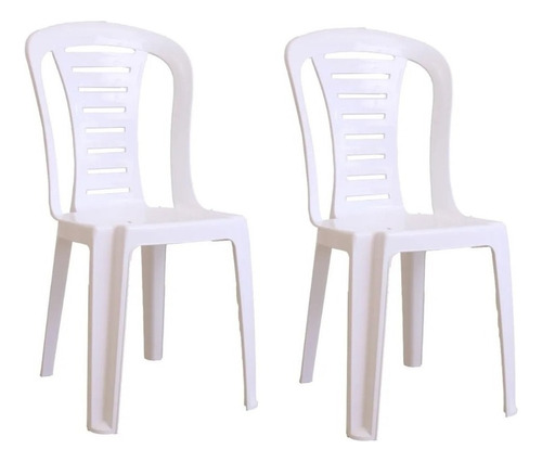 Silla De Jardin Apilable Plastica Reforzada Reina Pack 2 Ct Color Blanco