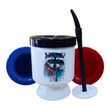 Mate Plastico Mapache Acuarela Watercolor Raccoon