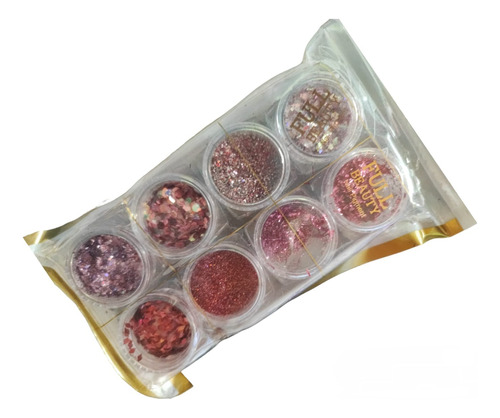 Set De 8 Frascos De Decoraciones Y Glitters Para Uñas