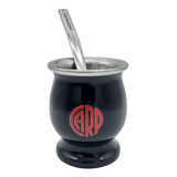 Mate Negro Con Grabado A Color River Plate Carp