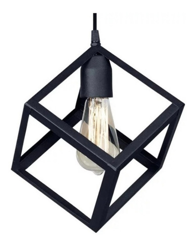 Colgante Cubo Negro , Industrial  Apto Led  Logo Iluminacion
