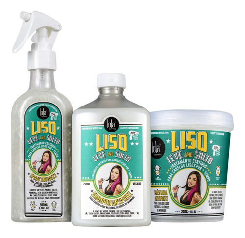 Lola Liso Leve E Solto Shampoo, Mascara Y Spray Antifrizz