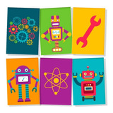 Kit 6 Placas Quadros Decoração Quarto Menino Bebe Robo