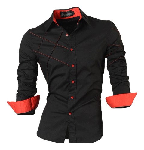 Camisa Social Slim Estilo Asia Ocidental