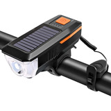 Luz Bicicleta Recargable Usb Delantera Led Solar Con Claxon