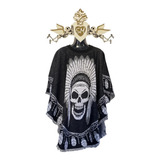 Poncho Gabán Jorongo Cárdigan Rustico Moda Gótica Calaveras