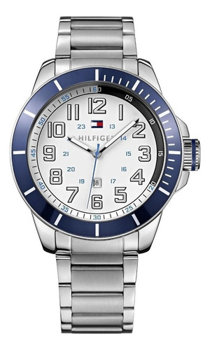 Reloj Hombre Tommy Hilfiger 1791073. Dial Blanco Bisel Azul