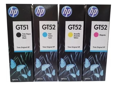 Kit Refil Tinta Hp Gt51 Preto + Gt52 Color P/ Gt 5822