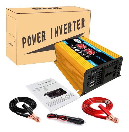 Inversor De Coche De 2 Salidas 12v-220v 4000w Digital Smart