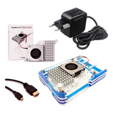 Cooler Oficial + Fonte 5a + Case + Hdmi P/ Raspberry Pi 5 Nf