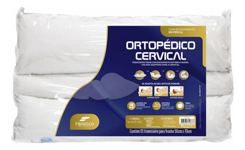 Travesseiro Fibrasca Ortopédico Cervical 50x70x12 Ajustável