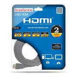 Cabo Hdmi 2 Metros 2.0 4k Ultra Hd Gold 19 Pinos Ethernet