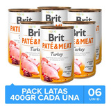 6 X Latas Brit Care Paté & Meat Turkey 400gr C/u Para Perro