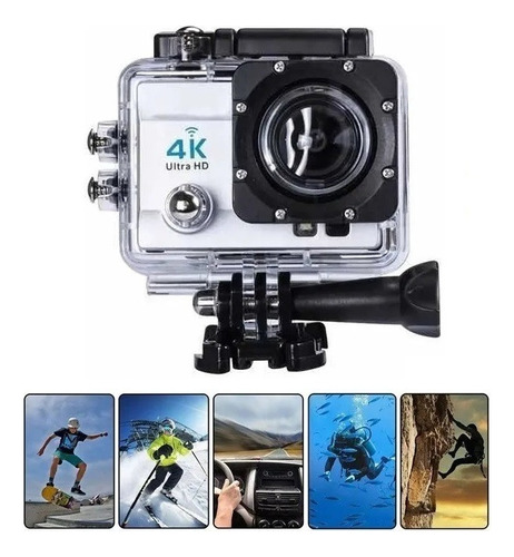 Câmera Sport 4k Branca A Prova Dágua 1080p Para Mergulho