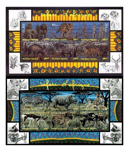 2001 Fauna Animales Safari Africa- Rep Togo (2 Bloques) Mint