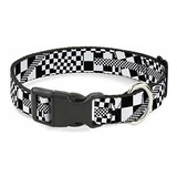 Collar Gato Cuadros Blanco Negro 8-12'' 0.5'' Ancho