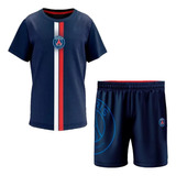 Kit Bermuda+camisa Psg Infantil Personalizado Futebol Time