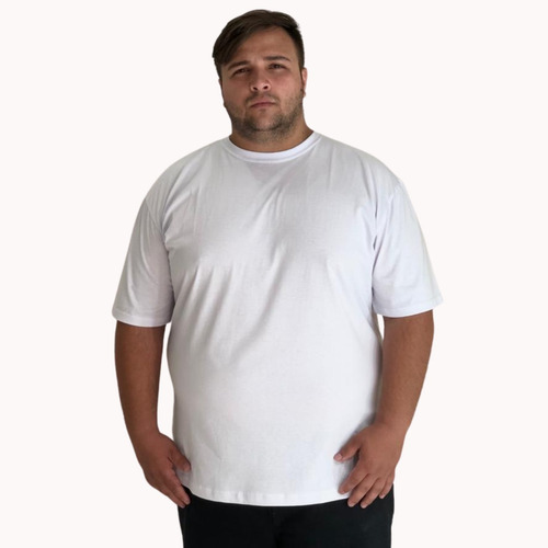 Camiseta Masculina Plus Size Lisa Básica Algodão G1 G2 G3 G4