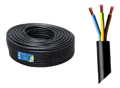 Cordón Eléctrico 3x0.75mm Negro Por 10 Metros