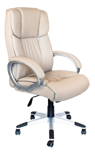 Cadeira De Escritório Rohden Home & Office Milão Rho-441 Ergonômica  Beige Com Estofado De Couro Sintético