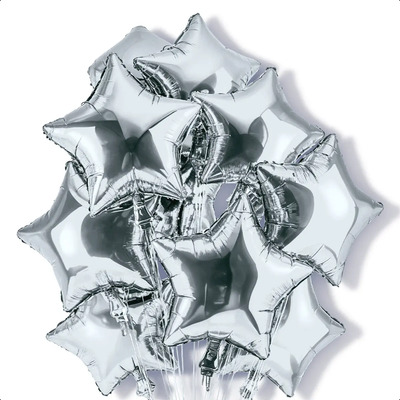 10 Globos Estrella Plata Metálicos Fiestas Bodas 18in 45cm Color Plateado Estrellas | MercadoLibre