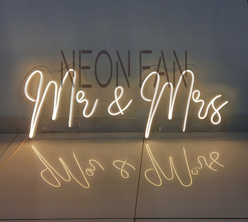 Cartel Neon Led - Mr & Mrs - Bodas - Fiestas - Casamientos