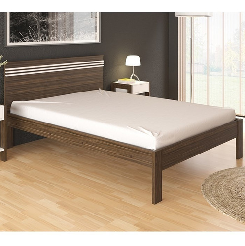 Cama Casal Cm8009 Nogal Branco Tecno Mobili