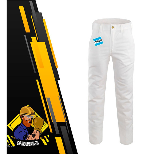 Pantalon Ombu Clasico Blanco Trabajo Grafa Talle 54