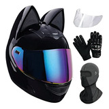 Casco De Motocicleta Con Orejas De Gato Personalizado Para A