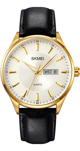 Skmei Relojes Para Hombres Cuero Negro Moda Vestido De Negoc