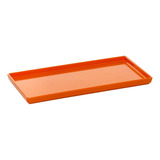 Jogo 10x Pratos Square Retangular Resistente 13,5x27 Laranja