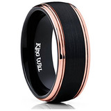 El Rey De Oro Para Hombre Will 8mm Negro Carburo De Tungsten